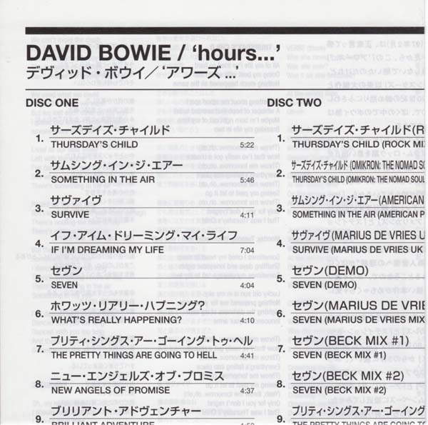 Insert, Bowie, David - Hours